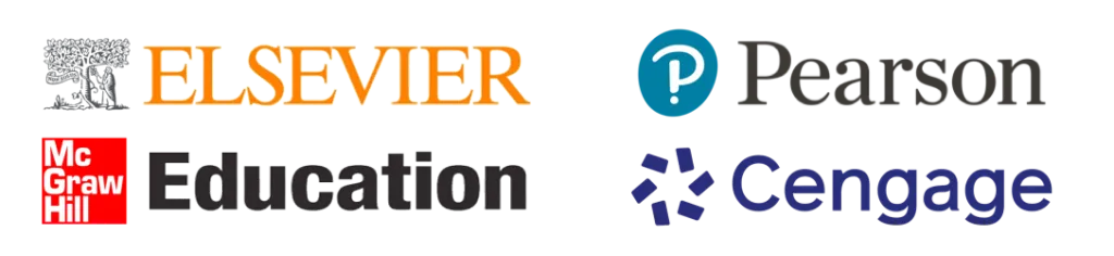 Elsevier, Pearson, McGraw-Hill and Cengage logos
