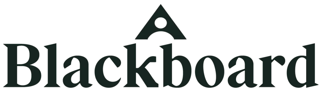 Blackboard logo: dark text and a stylized A-shaped icon above.