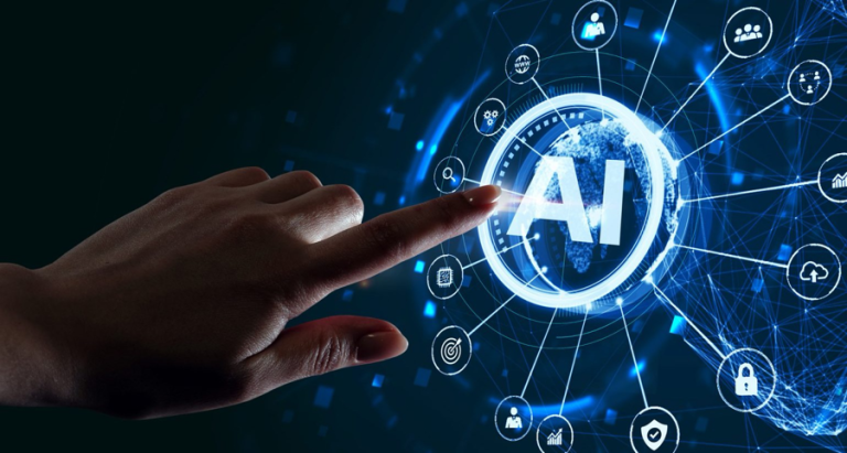 Finger touching AI button
