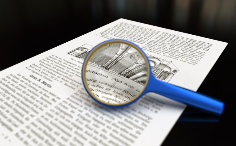 Magnifying glass over text