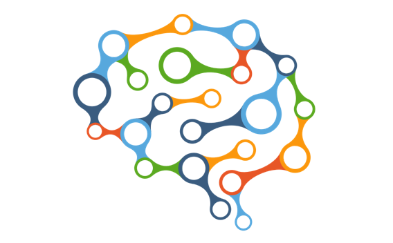 Colorful shapes in form of brain