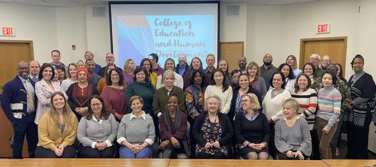 Group picture of the faculty and staff of the College of Education and Human Development.