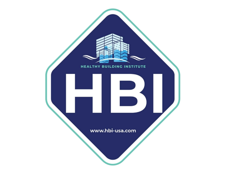 HBI logo: blue diamond, white buildings, and "Healthy Building Institute" text.
