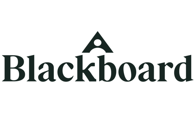 Blackboard logo: dark text and a stylized A-shaped icon above.