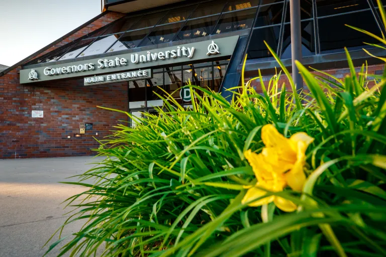 Exterior of Governors State University's Main Entrance