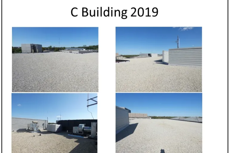 Showing a new roof on the "C" Wing of the main building.