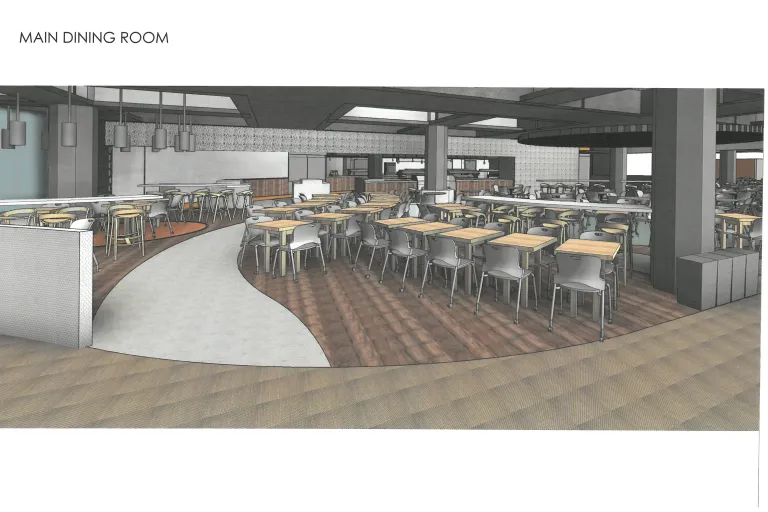 A rendering of the new dining room.
