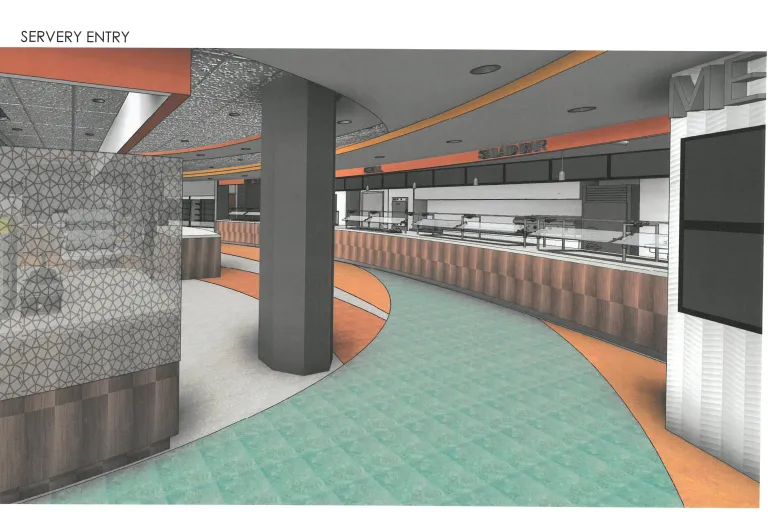 A rendering of the new serving area.