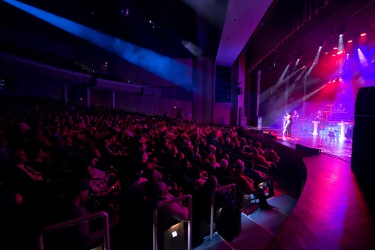 Audience members watching a music performance at the Center for Performing Arts