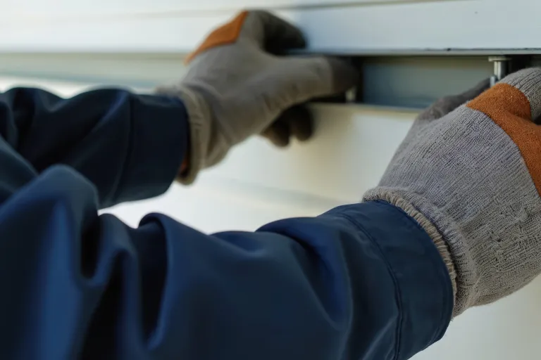 Hands doing installation or repair.