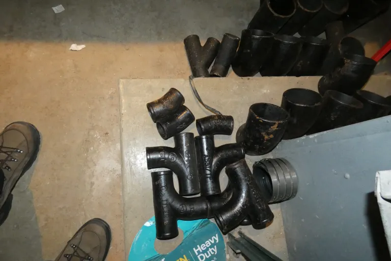  Cast-Iron Pipes on Floor