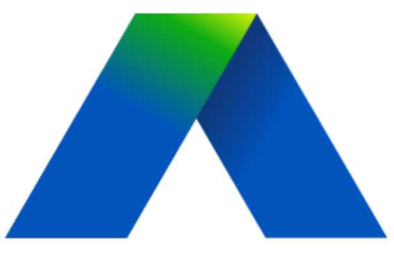 Gradient blue and green abstract 'A'