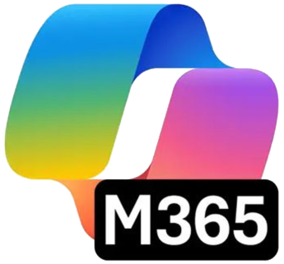 M365 logo: a colorful, looping ribbon with M365 text in a black box.