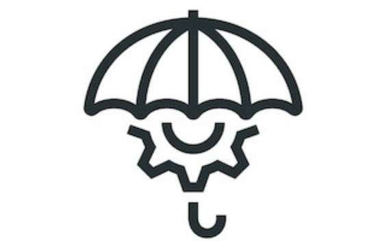Graphic: Umbrella protecting a gear.