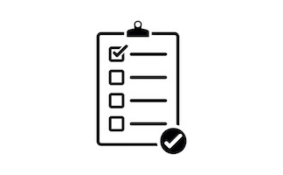 Checklist icon: clipboard with one checked item, plus a large checkmark.