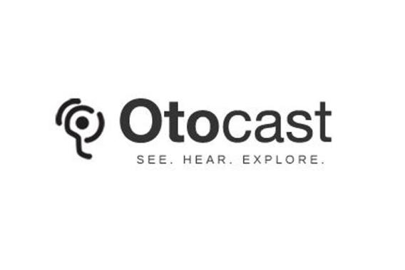 Otocast logo with stylized ear icon and slogan 'SEE. HEAR. EXPLORE.'