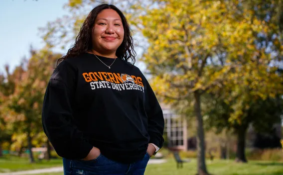 Latinx female student outdoors
