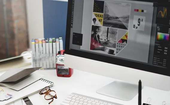 desktop with image editing software