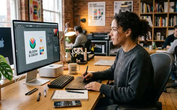 graphic designer working on computer
