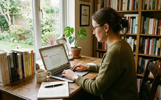 writer at computer
