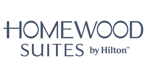 Logo for Homewood Suites by Hilton featuring gray text in a clean, modern typeface.