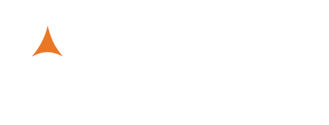 Governors State University logo. White text, orange triangle on black.