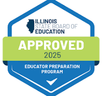 Graphic: Illinois State Board of Education Approved 2025 Educator Preparation Program badge.