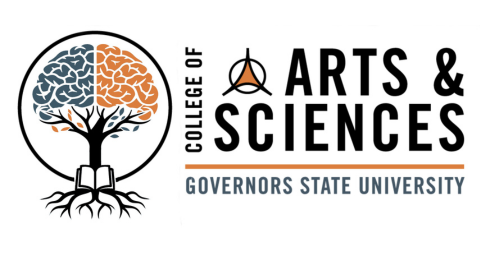 Logo for the GovState College of Arts & Sciences featuring a tree with a brain and book.